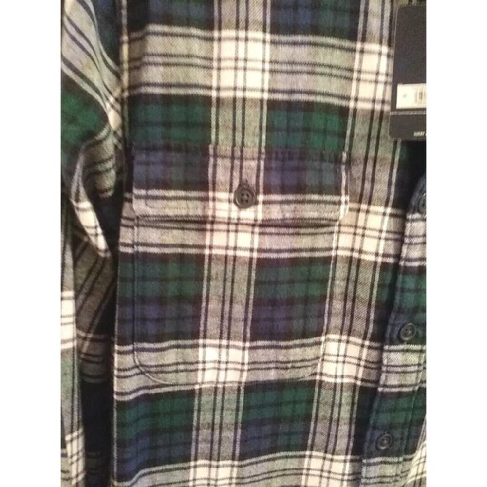 LUCKY BRAND Men's Flannel Shirt Overshirt Navy Blue Plaid Cotton Stretch NWT - Picture 4 of 12